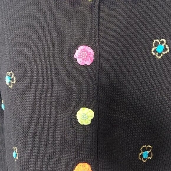 BEREK Vintage Womens Black Embroidered Scottish dog mom Lover motif sweater Sz M - Picture 3 of 8